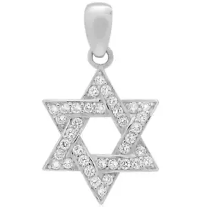 0.75Ct CZ Religious Jewish Star Of David Pendant 14k White Gold - Picture 1 of 3