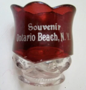 Ontario Beach, N.Y. Souvenir Ruby Flashed Toothpick Holder - Picture 1 of 3