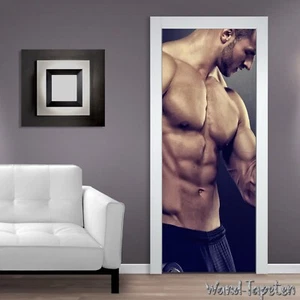 Papel pintado para puerta autoadhesivo mural puerta póster fitness hombre músculo 1386 - Imagen 1 de 2