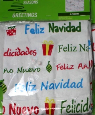 Feliz Navidad  Feliz Año Nuevo Holiday Apron 24" X 29" Christmas NEW - Image 1 of 3