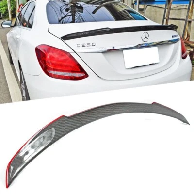 Carbon + RED Fit For MERCEDES BENZ W205 Sedan V Look Trunk Spoiler C63 C250 C300 Foto 1 de 4