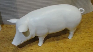 SCHWEIN SAU GLÜCK FIGUR LEBENSGROß TIER TIERFIGUR GARTEN GLÜCKSSCHWEIN GLAT WEIß - Bild 1 von 5