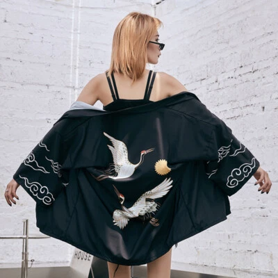 Women Japanese Kimono Coat Yukata Blouse Bathrobe Outwear Tops Vintage Style - Image 1 of 4