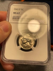(#101488) Jefferson Nickel: 1943 P. NGC MS 67. Silver war nickel (see video) - Picture 1 of 5