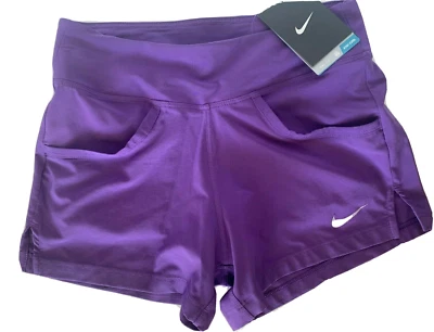 NEW! NIKE [XS] Women's DRI-FIT Tennis/Running/Training Shorts-Purple 523560-524 - Image 1 of 2