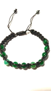 Bracciale decina shambala tibetano braccialetto macramè unisex Giada chiaro mm08 - Picture 1 of 14