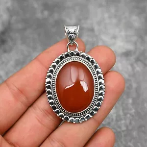 Natural Carnelian Gemstone Pendant Handmade Jewelry 925 Sterling Silver For Gift - Picture 1 of 5