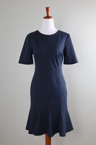 BANANA REPUBLIC NWT $128 Solid Navy Button Back Flounce Dress Size 8 Petite - Picture 1 of 6