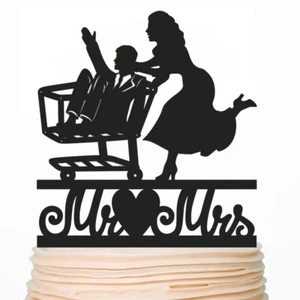 Funny Shopping Boda Pastel Topper Shopaholic Supermercado Trolley Toppers - Imagen 1 de 4