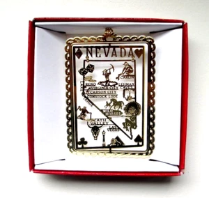 Nevada Brass Ornament State Landmarks Travel Souvenir Vegas Reno Death Valley - Picture 1 of 7