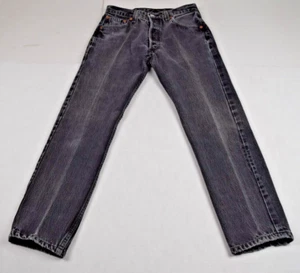 Levi's 501 Jeans VTG 90s Button Fly Faded Black Jeans Straight Leg W28 L35 - Picture 1 of 14