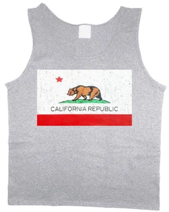 Men's tank top California flag bear decal muscle tee sleeveless t-shirt - Picture 1 of 1