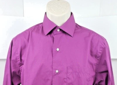 Camisa social masculina manga longa Valerio Garati média 15 15 1/2 32/33 roxa ameixa - Imagem 1 de 4