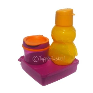 Tupperware Toddler Kids Food Set with Snack Pot Penguin Bottle Orange Purple NEW - Picture 1 of 4