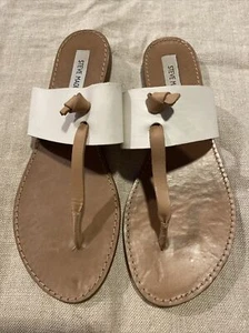 Women’s Steve Madden Olivia T-Strap Sandals - White, Size 10 - Picture 1 of 2