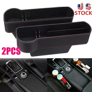 2x Auto Car Seat Gap Catcher Storage PU Box Organizer Cup Crevice Pocket Stowing - Foto 1 di 12