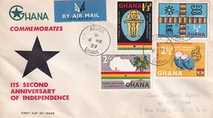 GHANA 1959 FIRST DAY COVER, REGISTERED WITH CACHET, SYMBOL OF GREETING - Picture 1 of 2
