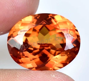 FLAWLESS Natural Imperial Topaz 22.25 Ct Oval Untreated Certified Loose Gemstone - Picture 1 of 7