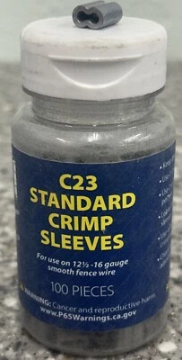 100 Pack Aluminum Crimp Sleeves For 12-1/2 To 16 Gauge Smooth Fence Wire - Image 1 of 3