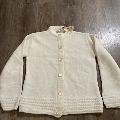 Vintage 70’s Girls Size 12 Cardigan Sweater New Old Stock Kmart Sue Lynn Ivory - Image 1 of 4