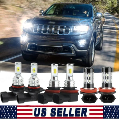 For Jeep Grand Cherokee 2014 2015-2018 Combo LED Headlight+Fog Light Bulbs Kit - Image 1 of 4