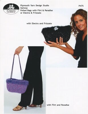 Plymouth Knitting Pattern P475 Galway Felted Bags with Novelty Eyelash Yarns - Image 1 of 2