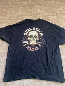Mens 2XL Seal Beach Live Or Die California Coast T Shirt SoCal Heavy Cotton Mint - Picture 1 of 9