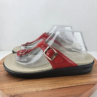 SAS Womens Size 10 Red Sanibel-C Red Snake Leather Thong Sandals NIB - Image 1 of 4