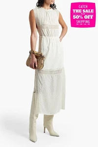 RRP€554 IRO Shift Dress FR40 US8 UK12 L Silk Blend Ivory Embroidered High Slit - Picture 1 of 6