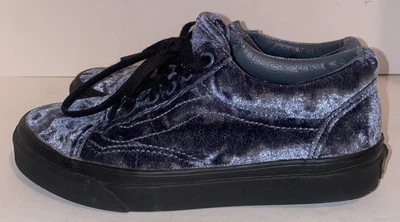 Vans Old Skool Blue Crushed Velvet Low Top Sneaker in Blue Women’s 7 - Image 1 of 4