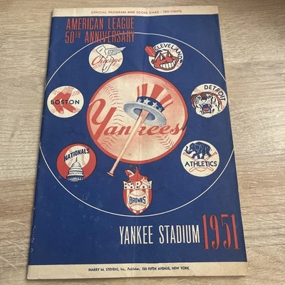 1951 Yankee Stadium Program/Unscored. 50th Anniversary.DiMaggio, Mantle 1st YR - Image 1 of 4