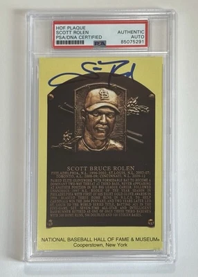 Scott Rolen Autograph Signed Hall Of Fame Plaque Card PSA/DNA 4 - Image 1 of 2