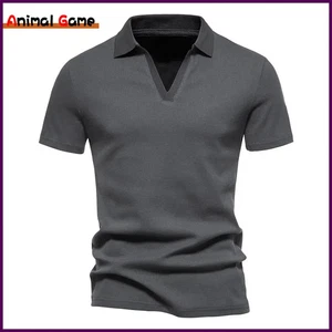 Men's Henley Shirt Slim Fit Cotton Short Sleeve Casual T-Shirt Jogger Mens T. - Picture 1 of 28