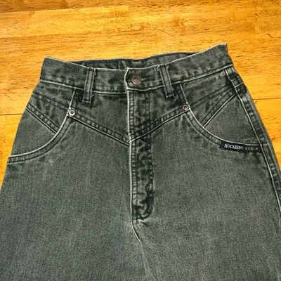 Vintage Rockies Jeans Western Dark Green High Waisted Size 27/5 Made USA - Image 1 of 4