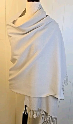 Manta envolvente de cachemir chal bufanda Inglaterra flecos gris 72" X 28" peso pesado Foto 1 de 4