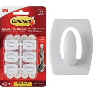 Command Mini Hooks Value Pack, White, 18 Hooks, 24 Strips 17006-18ES Command - Picture 1 of 4
