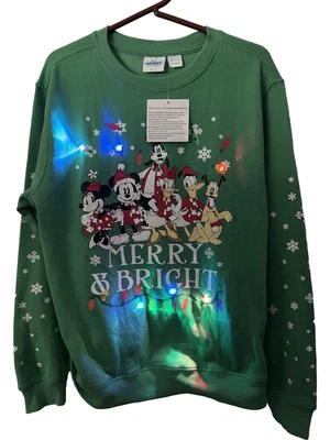 Disney Mickey Mouse & Friends Christmas Holiday Light-up Sweatshirt NEW Large - Image 1 of 4