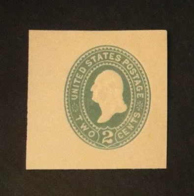 US  Stamped Envelope U323 2c 1887-94 Cut Square Green on Amber Manila - Image 1 of 2