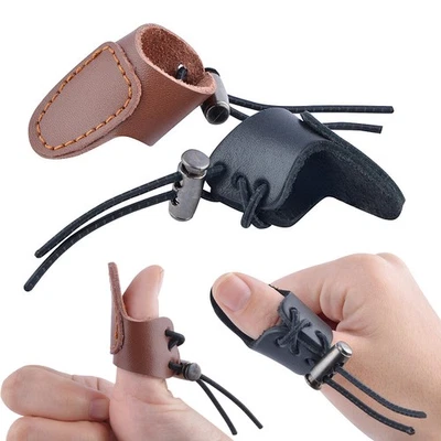 2X Archery Cow Leather Finger Guard Thumb Ring Protector Tab Bow Hunting Target - Image 1 of 4