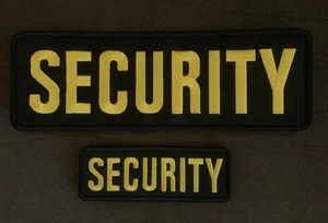 2Pcs SECURITY Patch with Hook and Loop for Vest Clothes Backpack Hats Black Gold - Bild 1 von 3