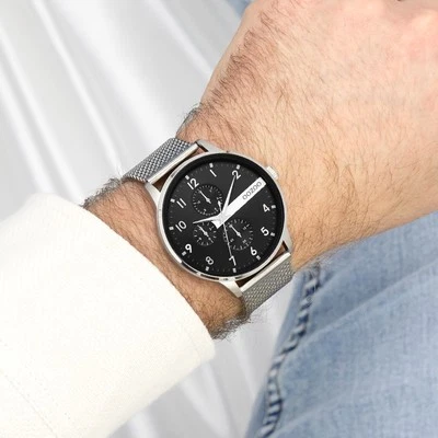 Oozoo Orologio da Polso da Uomo Timepieces Analogico Metallo Argento UOC11301 - Immagine 1 di 4