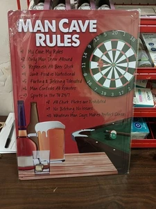 17 x 12 Zoll Blechschild "Man Cave Rules!" - Bild 1 von 3
