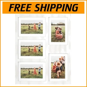 Charming 5-Photo Collage Frame - Rustic Farmhouse Decor for 4x6 & 5x7 Pictures - Picture 1 of 11