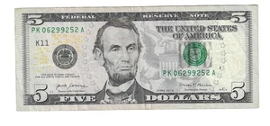 2017A Dallas 5 $ Geburtstag/Jubiläumsschein 06 29 92 52 - 29. Juni 1992 Lot M14 - Bild 1 von 2