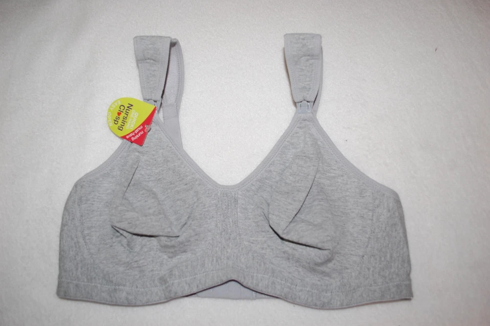 SUJETADOR DE ENFERMERÍA GRIS sin cables FÁCIL CIERRE suave 36C 38C 36D 38D 38DD 40D 40DD  Foto 1 de 1