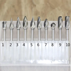 10-teiliges Wolframcarbid Frässtift-Set - 1/8 Zoll Schaft große einzelne Klinge Schneidbohrer f - Bild 1 von 12