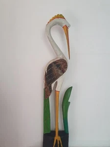 STATUA ETNICA AFRICANA SCULTURA UCCELLO LEGNO PALMA - Foto 1 di 12