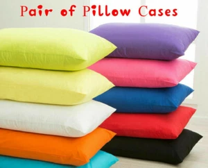 BÜGELFREI WEICHE POLYCOTTON UNIFÄRBT PAAR KISSENBEZÜGE NIEDRIGE PREISE ALLE FARBEN - Bild 1 von 1