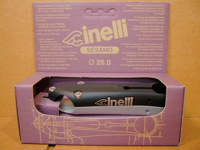 New-Old-Stock Cinelli Sesamo Stem...Black/Silver Finish w/Silver Decals (120 mm) - Image 1 of 1