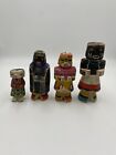 Vintage Wood set 4 Native American Kachina Doll 7",6",6",4" Height of the four